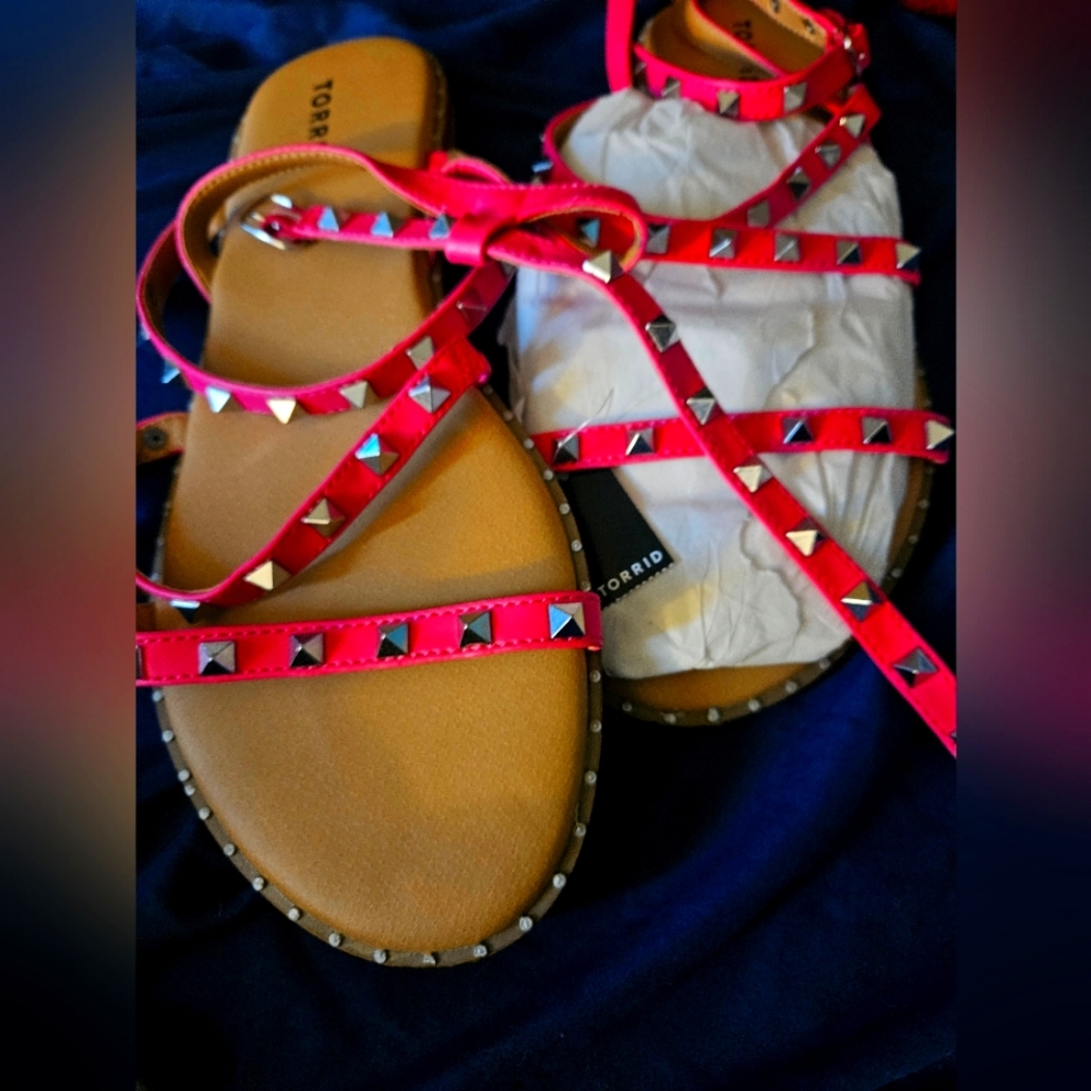 Torrid Hot Pink Studded Sandals